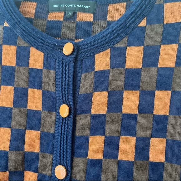 Morine Compte Marant checkered wool blend cardigan sweater size Small - Picture 4 of 9